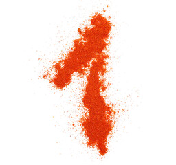 Red paprika powder number  one, 1 symbol isolated on white, clipping path