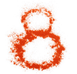 Fototapeta na wymiar Red paprika powder number eight, 8 symbol isolated on white, clipping path