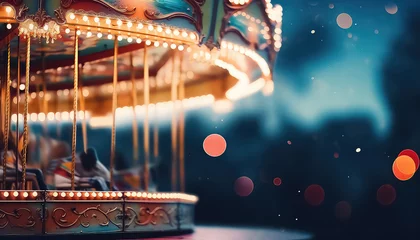 Fotobehang Magical atmosphere and carousel with garland at night ,concept carnival © terra.incognita