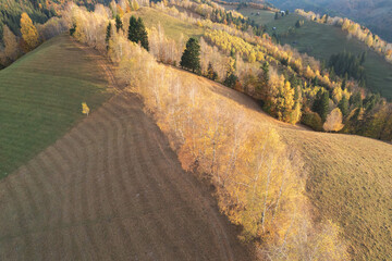Autumn aerial landscape from rural Romania