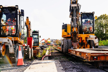 construction of railway tracks in the UK in autumn
