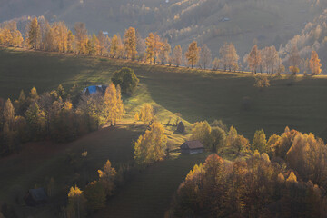 Autumn foggy landscape in rural Romania