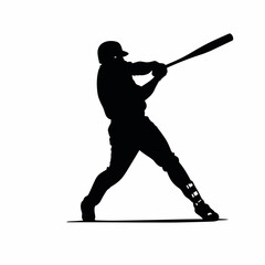 Obraz premium Baseball player black icon on white background. Baseball player silhouette