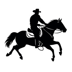 Cowboy on a horse black icon on white background. Cowboy on a horse silhouette
