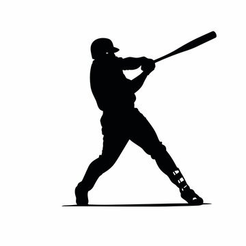 recommend clip art: Baseball player black icon on white background. Baseball player silhouette