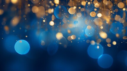 Blue and gold abstract background with sparkling bokeh effect for New Year’s Eve celebration