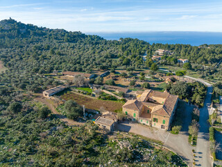 Fototapeta na wymiar Aerial view, Spain, Balearic Islands, Mallorca, Valldemossa, agricultural property