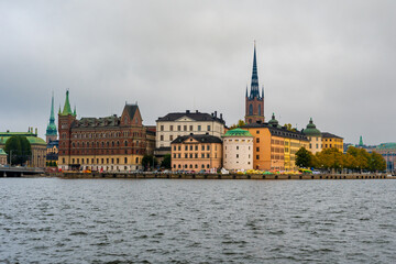 Fototapeta na wymiar Stockholm, Sweden: view from Stockholms stadshus to Riddarholmen