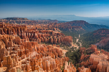 Southwest usa Bryce Canyon National Park (a rocky town of red-rose towers and needles in a closed...