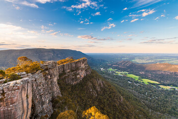 Grampians mountains viewed from Pinnacle lookout at at sunset - obrazy, fototapety, plakaty