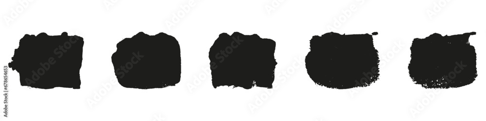 Poster paint texture, grunge in square shape stroke. brushstroke rectangular black ink collection. brush gr