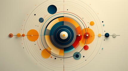 Celestial Orbits and Spheres in Harmonious Colors: An Abstract Artistic Representation - obrazy, fototapety, plakaty