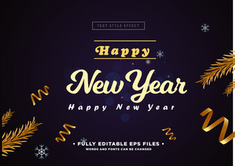 Vector happy new year 2024 banner design template with text effect fully editable