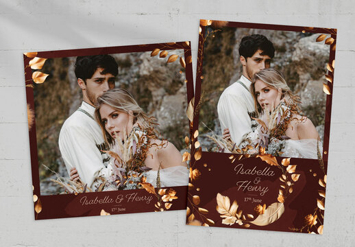 Rustic Autumn Wedding Photo Card Layout