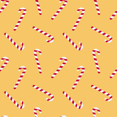 Christmas vector seamless pattern with candy cane. Xmas background for wrapping paper, textile, web pages.	
