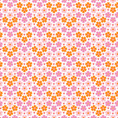 Floral romantic seamless pattern, Heart shaped flower background, Valentines day botanic print, Simple flower wallpaper, Spring blossom ornament, Hearts and flowers design