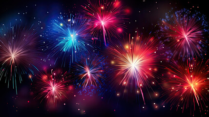 Fototapeta premium Colorful Fireworks Display at Night