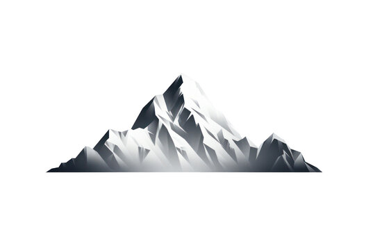 Flat logo rock mountain relief. Snowy cliff, mountain and hill. Isolated rocky peak, cartoon canyon silhouette on transparent background