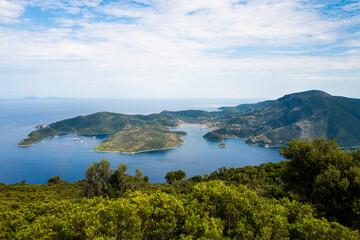 Panoramic image of Ithaca island in Greece