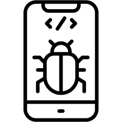 Vector Icon Bug, Smartphone, Testing, SEO And Web, Insect, Technology