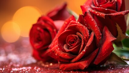 Blooming red roses  Background with roses on red heart shape with roses on it