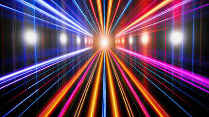 abstract background with rays, Neon futuristic flashes on black background. Motion light lines backdrop