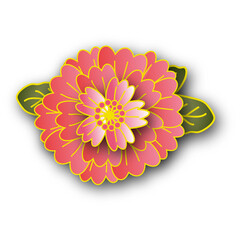 pink and yellow flower WITH  Chinese PAPER STYEL