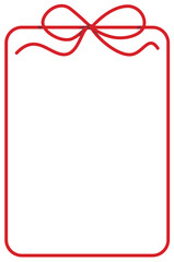 Red String Bow and Frame, Two Colours Vector Illustration
