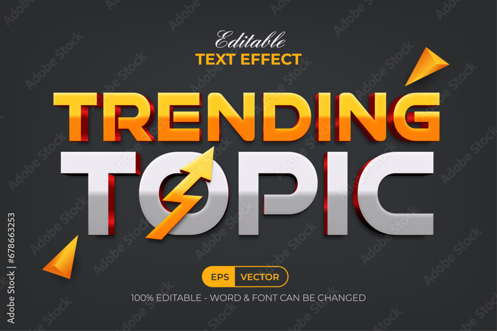 Aufkleber 3d modern text effect trending topic style. editable text effect.