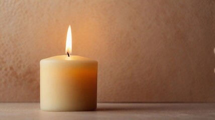 close-up portrait of burning candle against textured background with space for text, AI generated, background image