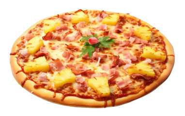 Tropical Hawaiian Pizza On Transparent Background.