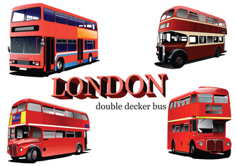 Fototapeta na wymiar London double Decker red bus. Vector 3d illustration