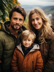 portrait of family outdoor in mountain