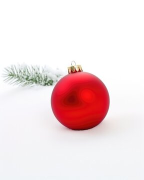 Christmas and Happy New Year. Xmas decorative red ball holiday background. Christmas bright beautiful poster and banner