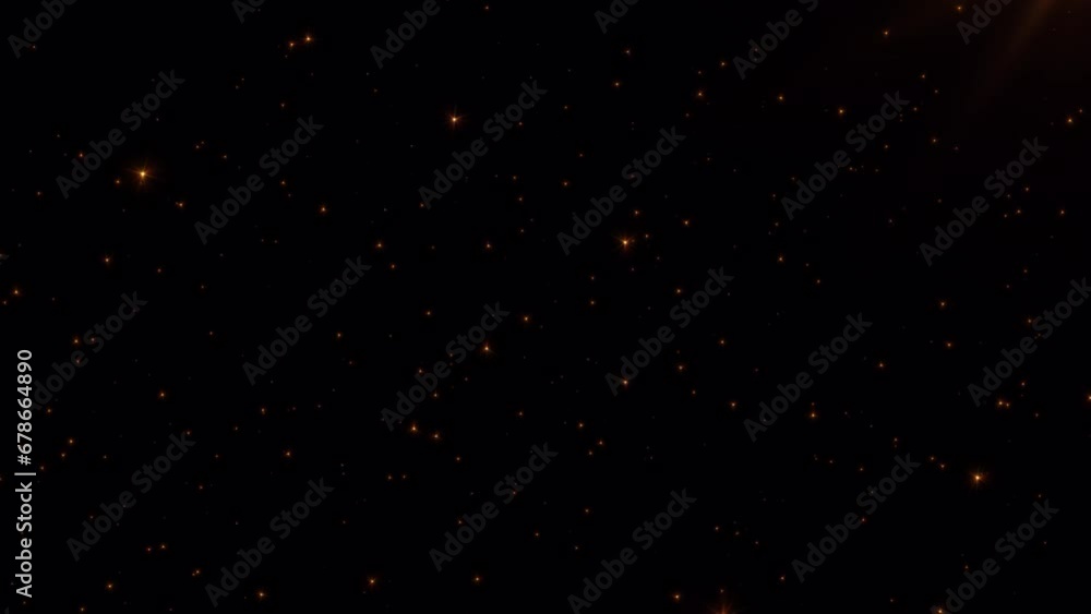 Poster loop flickering glittering gold stars particles pattern moving animation on black abstract backgroun