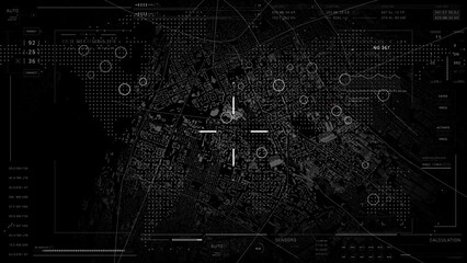 UI HUD Map satelite technological infographic elements.HUD 2GFX Technology Sci Fi 2D texture.User Interface data display. AI .data text 2 