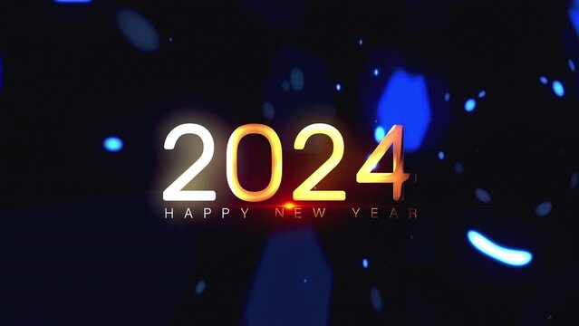2024 Happy New year gold text effect cinematic title Trailer animation background.