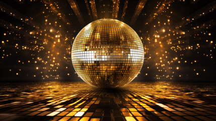 Obraz premium Shiny golden disco ball