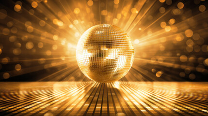Fototapeta na wymiar Shiny golden disco ball