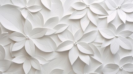 White gypsum flowers pattern on the wall background
