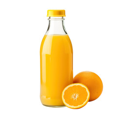 bottle of orange juice and fruit isolated on transparent background Remove png, Clipping Path