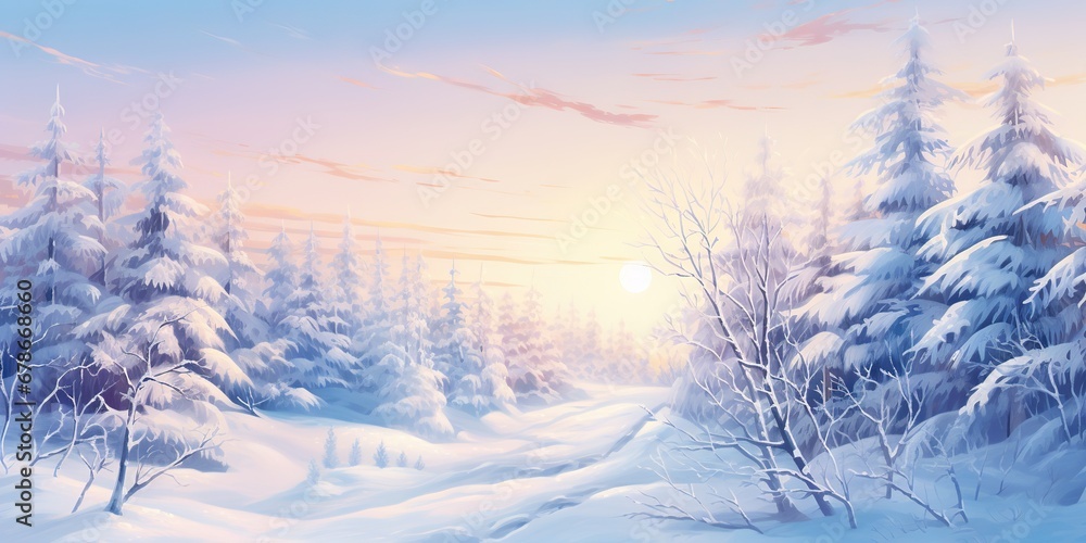 Wall mural Winter Wonderland  Enchanting City Park Tranquility, Generative AI