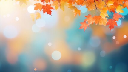 Naklejka na ściany i meble A Serene Symphony: The Vibrant Tapestry of Autumn Leaves Unfolding