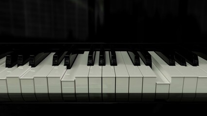 Piano Keyboard Keys. Panning shot. Piano, synthesizerplaying animation.