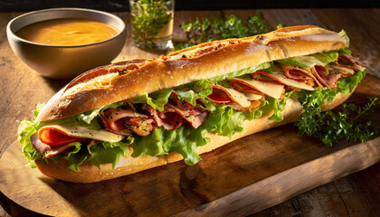 fresh Long sandwich baguette