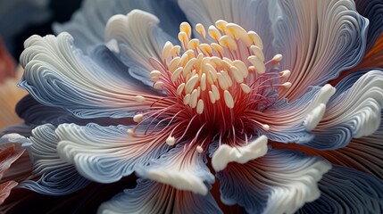 Obraz premium The intricate patterns of a flower's stamen, a testament to nature's artistry.