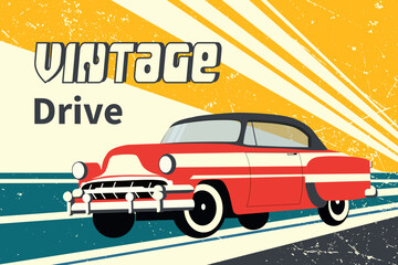 Classic retro car. Template design for poster, flyer or banner. Vector illustration.