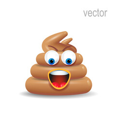 Brown poop, smiley face. Vector image, a place to copy.