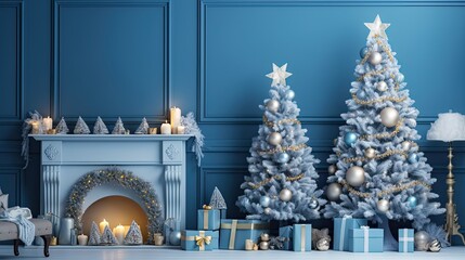 Aesthetic composition of christmas living room interior
