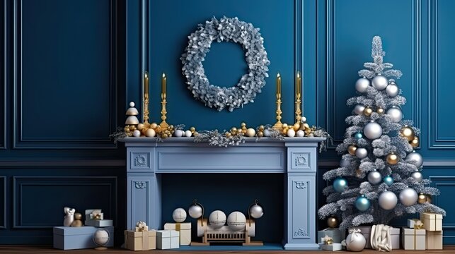 Aesthetic composition of christmas living room interior